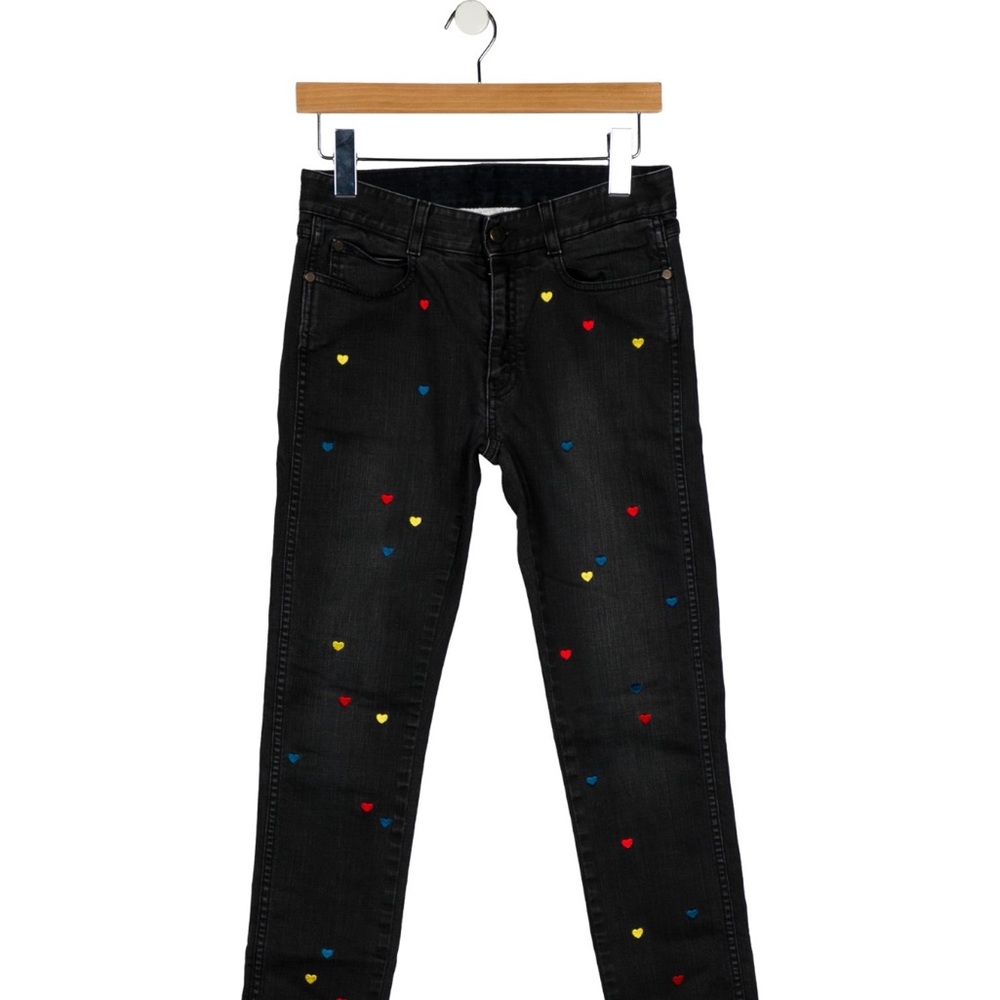 Stella McCartney Black Jeans with Colorful Heart Accents